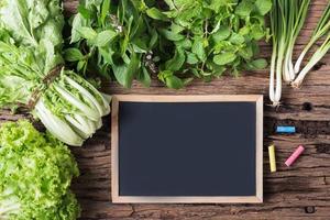 blackbroad and chalk with peppermint, sweet basil, lettuce photo