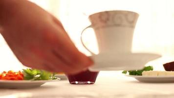 Tea service in breakfast time video