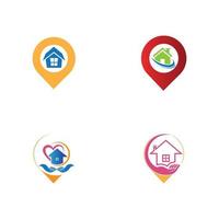 A House location logo, home location, pin house logo vector