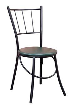 negro metal silla con cuero asiento aislado en blanco antecedentes con recorte camino foto