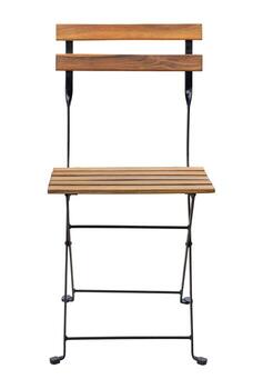 frente ver de metal silla con de madera asiento aislado en blanco antecedentes con recorte camino foto