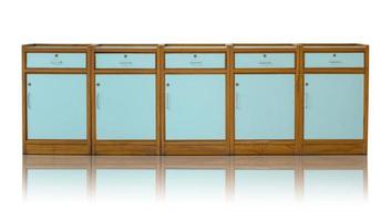 Front View of Wooden Chest of Drawers Isolated on White Background photo