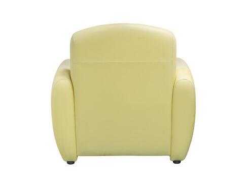 espalda ver de amarillo cuero sofá mueble aislado en blanco con recorte camino foto