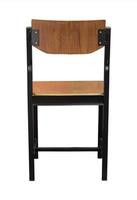 espalda ver de metal silla con de madera asiento aislado en blanco antecedentes con recorte camino foto