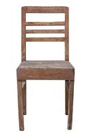 front view of old wooden chair isolated on white with clipping path photo