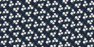 Daisy flower seamless pattern on dark blue background. Find fill pattern on swatches vector