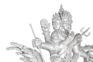 white giant guardian statue isolated on white background. Ravana,Tos-Sa-Kan, Thailand style in the temple photo