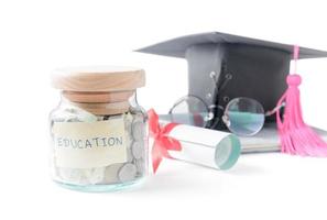 education money savings in a glass jar photo
