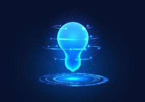 Light bulb on the top of the technology circle means that smart technology can come in to help support in coming up with new ideas or solving problems using technology as a helper. vector