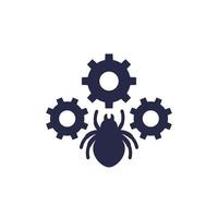 Debugging or testing icon with a bug vector