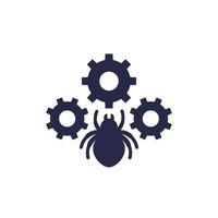 Debugging or testing icon with a bug vector