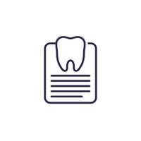 Dental record line icon on white vector