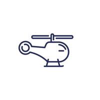 small helicopter line icon on white vector