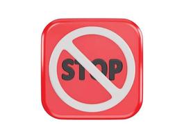 stop button icon 3d rendering vector illustration