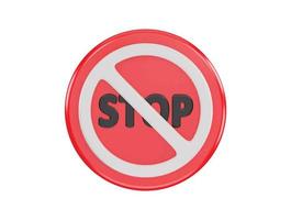 stop button icon 3d rendering vector illustration