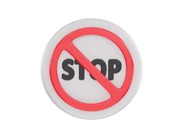 stop button icon 3d rendering vector illustration