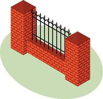 Vector Illustration Of A Brick Wall Fence, 3D Style