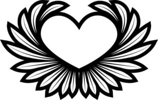 vector imagen de un corazón forma envuelto con plumas