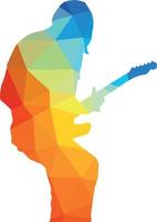 Colored Image Of A Man Playing Guitar vector