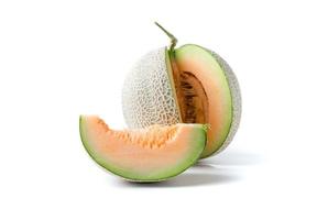 Fresh sweet orange melon isolated on white photo