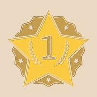 Yellow Badge For The Winner, Vector Image