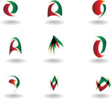 Free Set Of Nine Logo Design Elements In Red And Green Colors vector