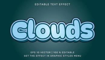 Cloud 3d editable text effect vector