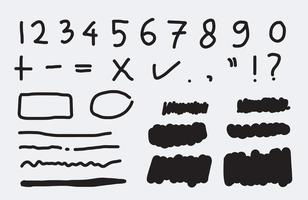 numbers doodle style, doodle vector lines and curves.