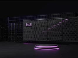 3d podium neon light and dark with container concept vector