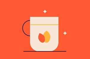 Geometric tea illustration, vector tea drink icon in flat design art.