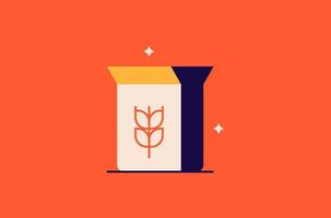 Geometric cereal illustration, vector breakfast icon in flat design art.