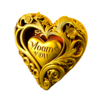 Gold Heart 3d with transparent background png