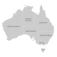 Australia map, grey regions map vector