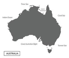 Map of Australia, grey color with border sea vector