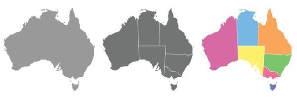 Australia map set with gray and color. vector