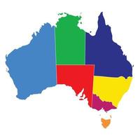 Australia map, Colorful region map vector