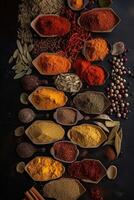 illustration of vast array of different spices photo