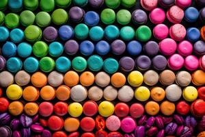 illustration of vast array of different brightly colored macaroons photo