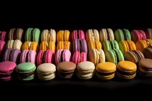 illustration of vast array of different brightly colored macaroons photo