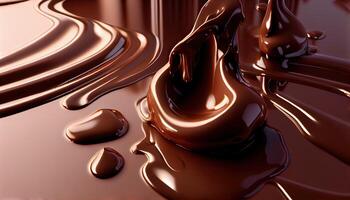 illustration of melted hot chocolate background, melted dark chocolate flow, copy space photo