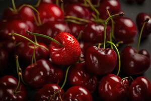 illustration of background of the fresh red cherries, copy space photo