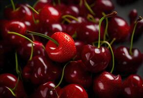 illustration of background of the fresh red cherries, copy space photo