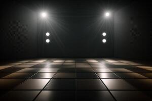 illustration of spotlight lighting up an empty dance floor photo