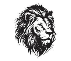Lion Face, Silhouettes Lion Face , black and white Lion vector