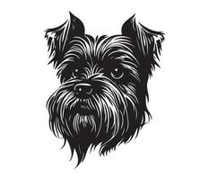 Affenpinscher Face, Silhouettes Dog Face, black and white Affenpinscher vector