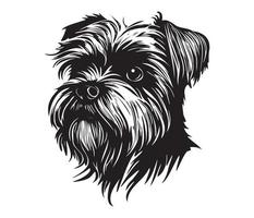 Affenpinscher Face, Silhouettes Dog Face, black and white Affenpinscher vector
