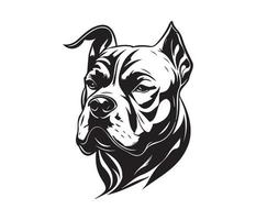 American bully Face, Silhouettes Dog Face, black and white American bully vector