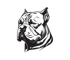 American bully Face, Silhouettes Dog Face, black and white American bully vector