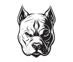 American bully Face, Silhouettes Dog Face, black and white American bully vector