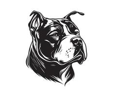 American bully Face, Silhouettes Dog Face, black and white American bully vector